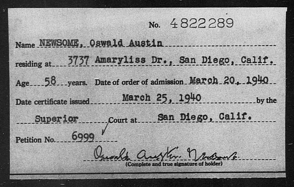 Newsome, Oswald Austin - 1940