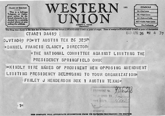 Telegram from Finely Henderson to Daniel F. Clancy