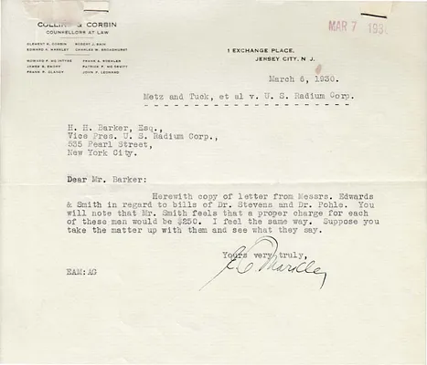 Letters Received to H.H. Barker, March 6, 1930