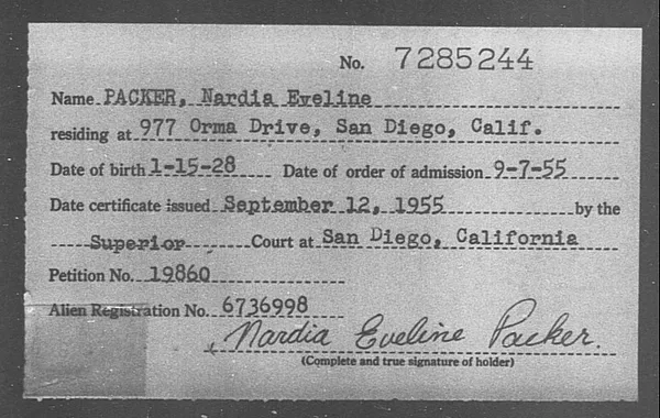 Packer, Nardia Eveline - 1955