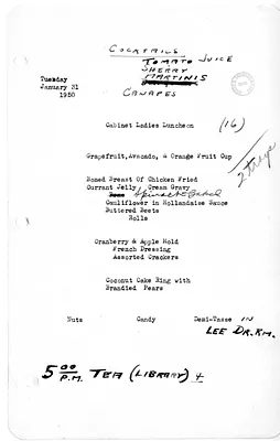 White House Luncheon Menu