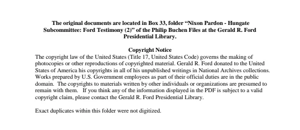 Nixon Pardon - Hungate Subcommittee Ford Testimony (2)