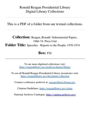 Speeches - Reports to the People, 1970-1974