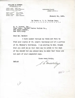 Letters Received to H.H. Barker, January 21, 1935