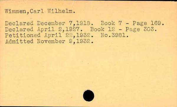 Naturalization Index, New London Superior Court, 1910-1975, Wimmen-Zywica