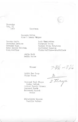 White House Luncheon and Dinner Menu
