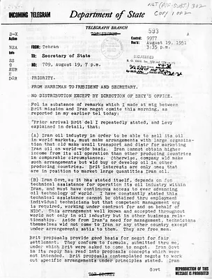 Telegram from Ambassador Henry Grady to Secretary of State Dean Acheson, Number 709