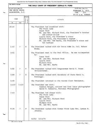 President Gerald R. Ford's Daily Diary, February 02, 1975