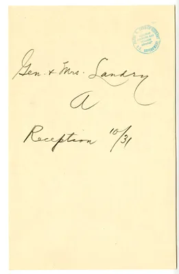 Invitation Reply from General and Mrs. Robert Landry to the White House Social Office