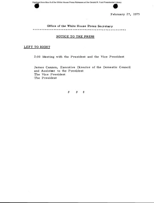 Participants in Meeting with the President and Vice President [Meeting Attendee List]