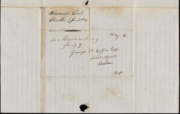 Samuel Cook to George Coffin, 9 January 1849