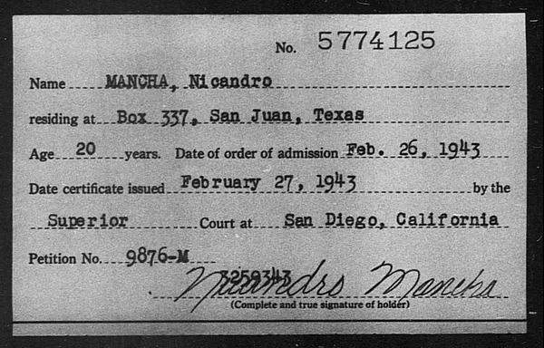 Mancha, Nicandro - 1943