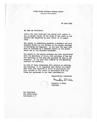 Letter from Franklin D'Olier to President Harry S. Truman with Attachment
