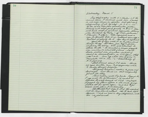 Handwritten journal entry for March 5, 1969