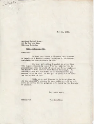 Letters Sent to Reference WCB, November 19, 1934