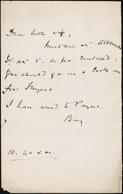 [John Biddulph Martin] autograph note signed to [Victoria Woodhull Martin], approximately 1883-1897