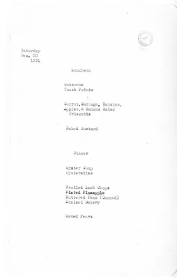 White House Luncheon and Dinner Menu