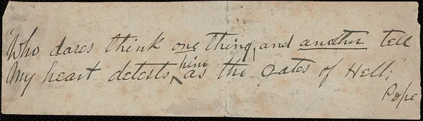 [Victoria Woodhull Martin] autograph note, [Bredon's Norton, Worcestershire, Eng.?], approximately 1901-1927