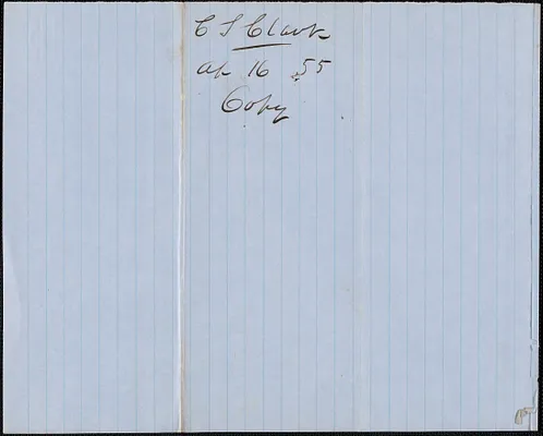 Ebenezer Bradbury to C. S. Clark, 16 April 1855