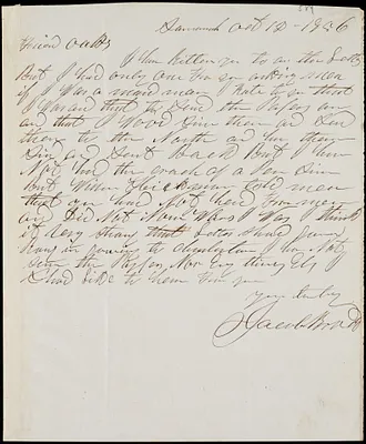 Jacob Brock, Savannah, Ga., autograph note signed to Ziba B. Oakes, 12 October 1856