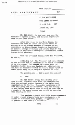 Press Secretary Briefings, 8/30/74
