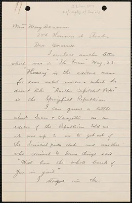 Nelson West autograph letter signed to Mary Donovan, Ludlow, Mass., June 21, 1927