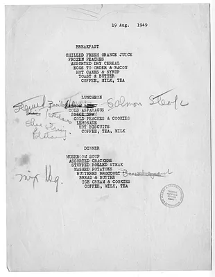 USS Williamsburg Menu