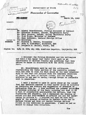 Memorandum of Conversation with Secretary of State Dean Acheson, the Foreign Minister of Iceland, and Others