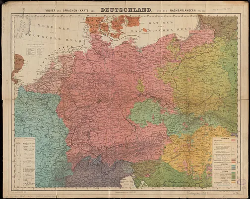 Völker und sprachen-karte von Deutschland und den nachbarländern im j. 1867