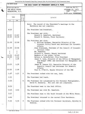 President Gerald R. Ford's Daily Diary, October 22, 1975