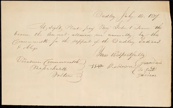 Accounts of Guardians of the Dudley Indians 1827