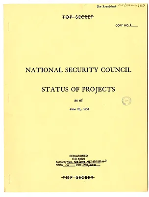 Report, National Security Council Status of Projects