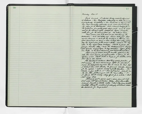 Handwritten journal entry for November 10, 1969