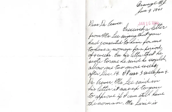 Letters Received to Dr. Craver, January 9, 1940