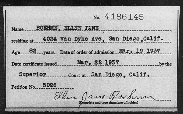 Boehme, Ellen Jane - 1937