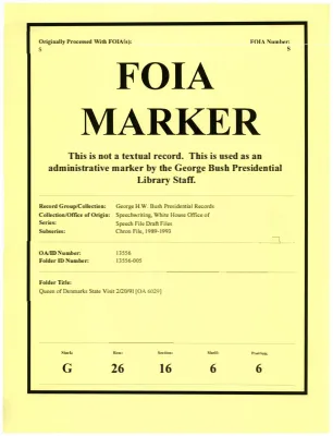 Queen of Denmarks State Visit 2/20/91 [OA 6029]