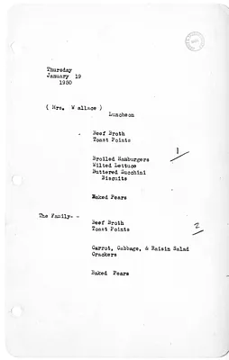 White House Luncheon Menu