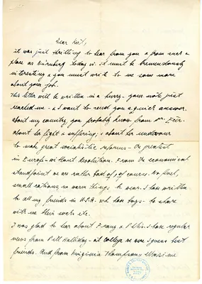 Letter from Unidentified Sender to Katherine Fite