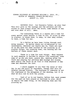 Sermon by Reverend William Dols [Speeches by Others]