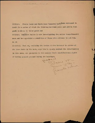 Granite Workers typed resolution to Gov. [Alvan T. Fuller], Barre, Vt., June 15, [1927]