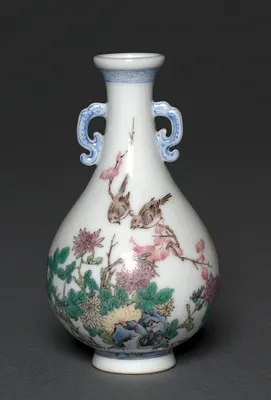 Miniature Vase with Birds and Chrysanthemums