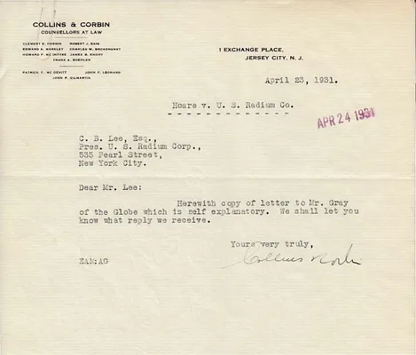 Letters Received to C.B. Lee, April 23, 1931