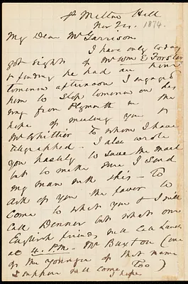 Letter from John Murray Forbes, Milton Hill, to William Lloyd Garrison, Nov. 24, [1874]