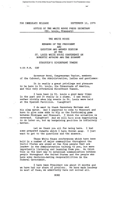 Remarks of the President and Question and Answer Session at the St. Louis White House Conference on Domestic Affairs and the Economy, Stouffer's Riverfront Towers [Ford Speech or Statement]