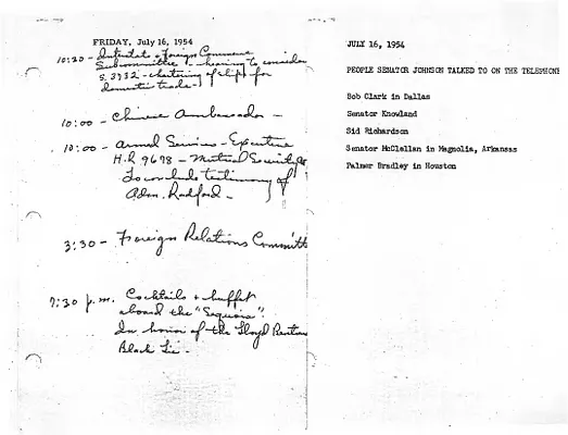 Lyndon Johnson's 1954 Desk Diary I, beginning 7/16/1954