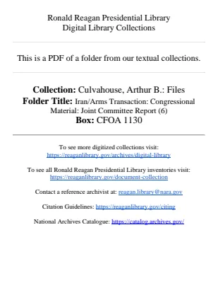 Iran/Arms Transaction: Congressional Material: Joint Committee Report (6)