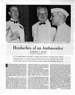 Article from Saturday Evening Post, "Headaches of an Ambassador" by Henry F. Grady