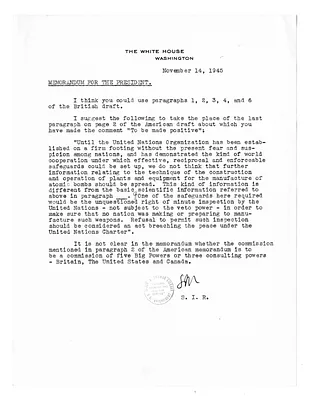 Memorandum from Samuel Rosenman to President Harry S. Truman