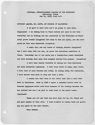 Extemporaneous remarks at Galveston, Texas