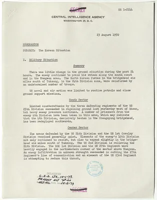 Memorandum from R. H. Hillenkoetter, Korean Situation